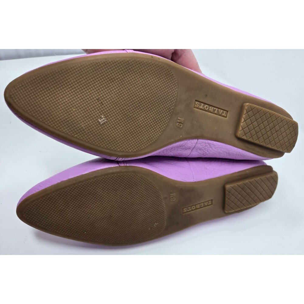 Talbots Lilac Purple Leather Loafers Gold Chain Flats Women's Size 8M Preppy - Picture 8 of 10